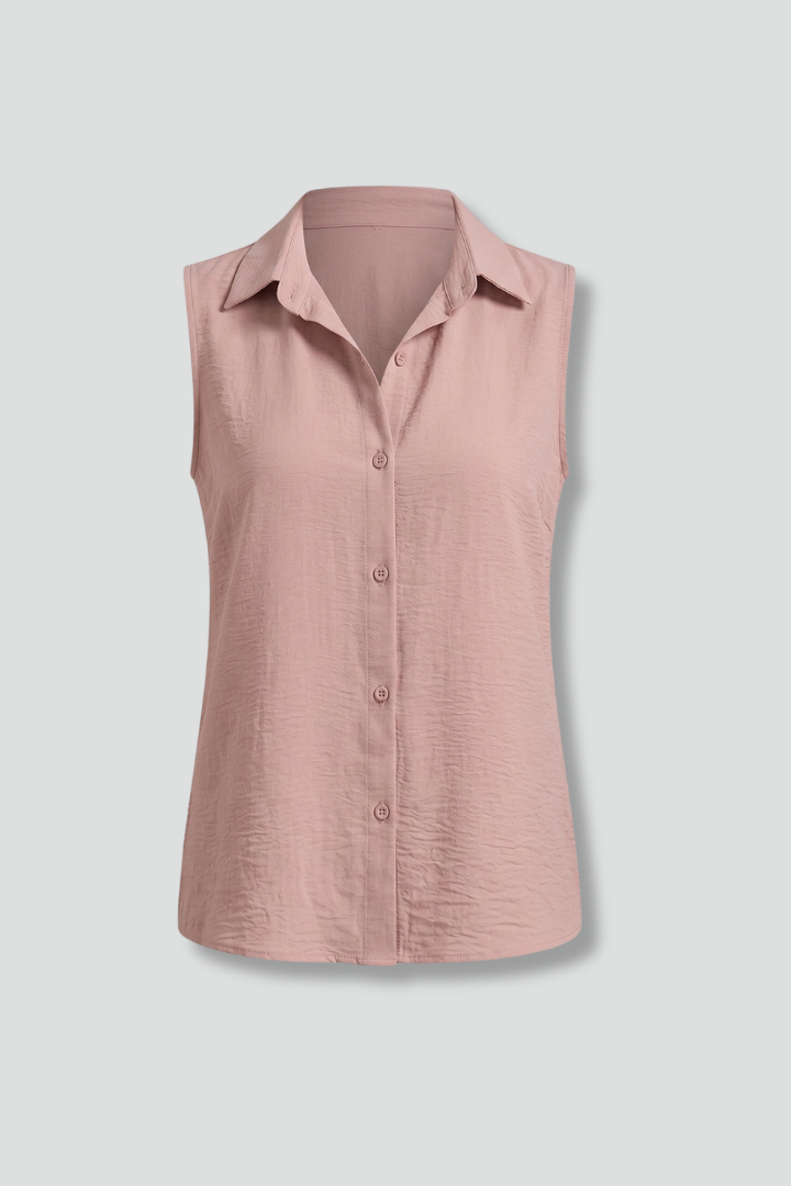 Women’s Blouse with Collar and Sleeveless Cut