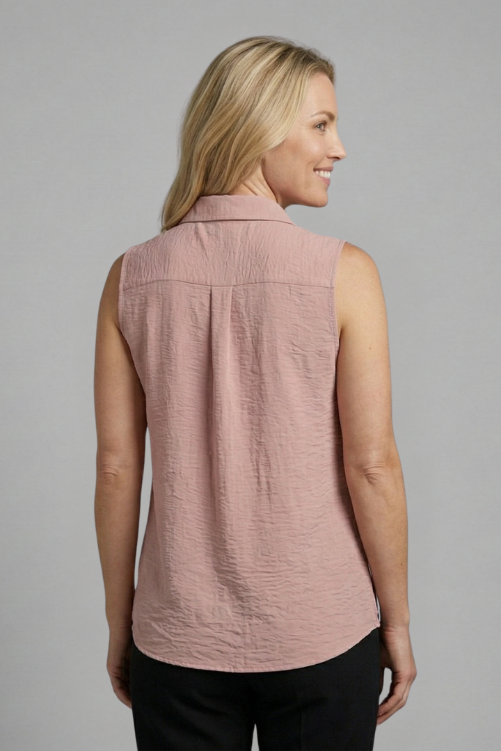 Women’s Blouse with Collar and Sleeveless Cut