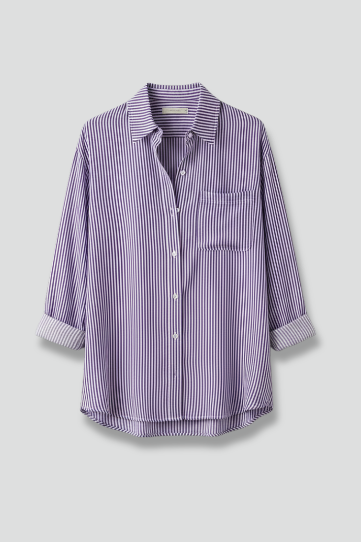 Women’s Blouse with Collar and Stripe Pattern