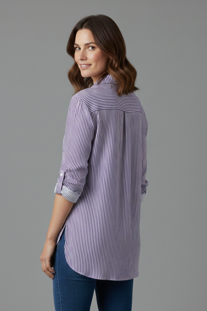 Women’s Blouse with Collar and Stripe Pattern