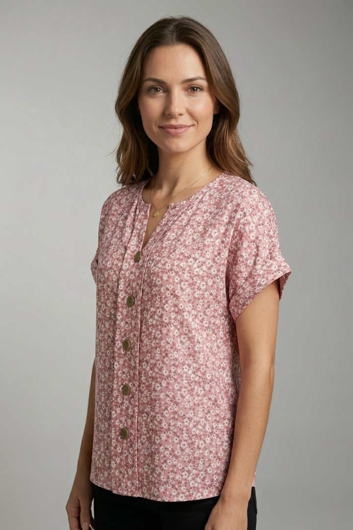 Women’s Blouse with Round Neck and