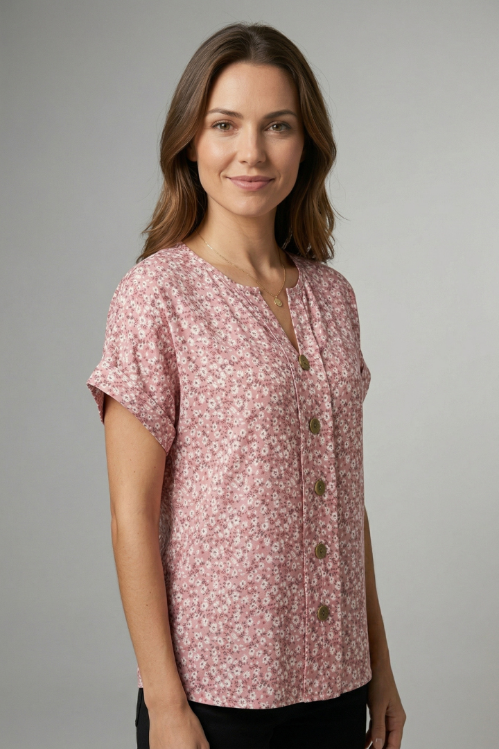 Women’s Blouse with Round Neck and