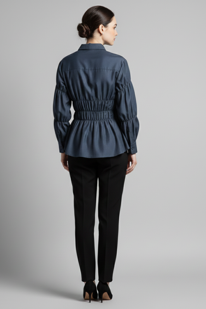 Women’s Blouse with Ruched Front and Relaxed Shape