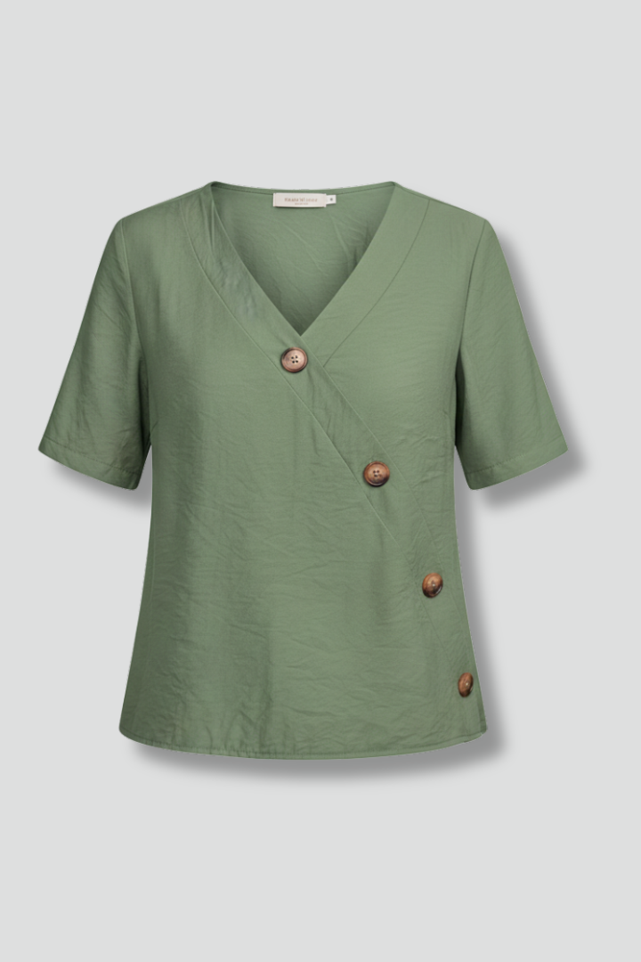 Women’s Blouse with V-Neck and Button Detail