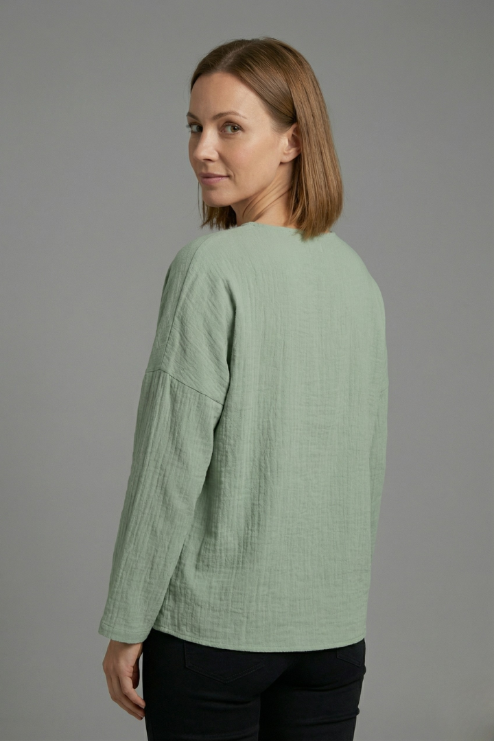 Women’s Blouse with V-Neck and Button Fastening