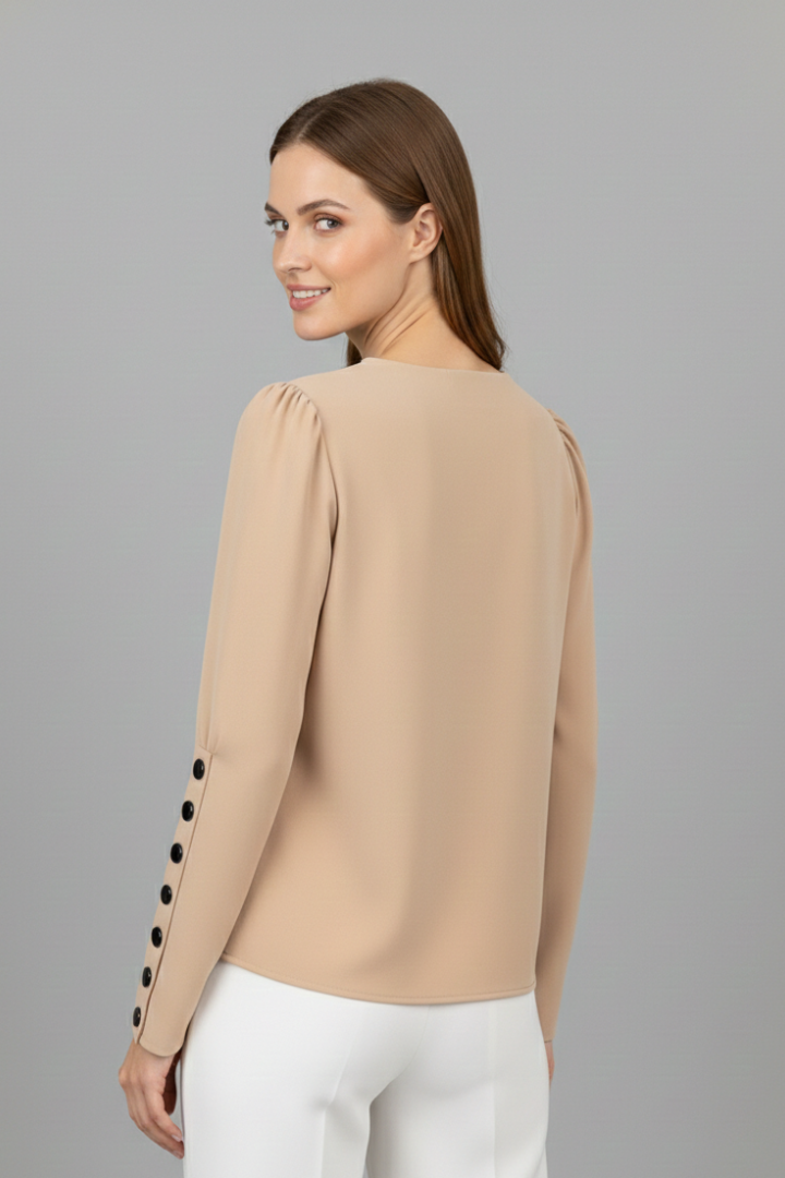 Women’s Blouse with V-Neck and Buttoned Cuffs