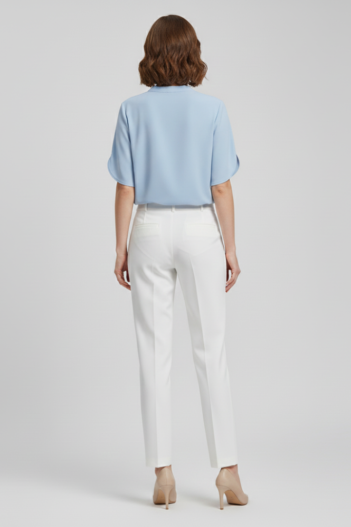 Women’s Blouse with V-Neck and Short Sleeves