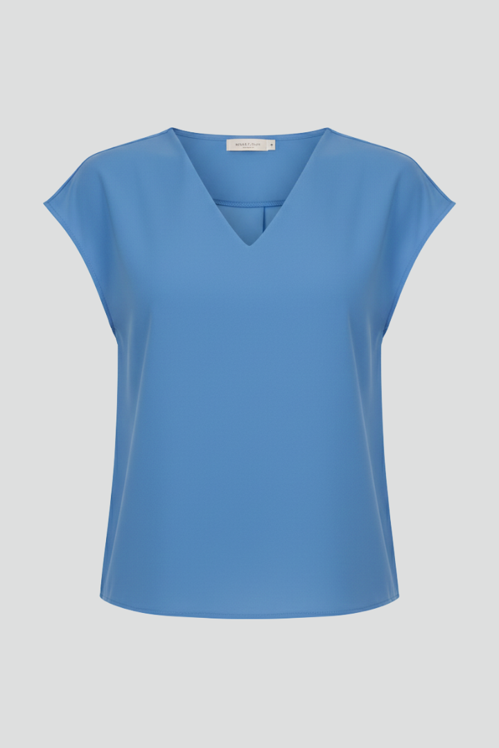 Women’s Blouse with V-Neck and Striped Woven Surface