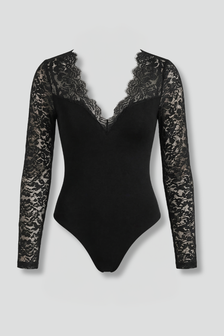 Women’s Blouse with V Neck and Lace Sleeves