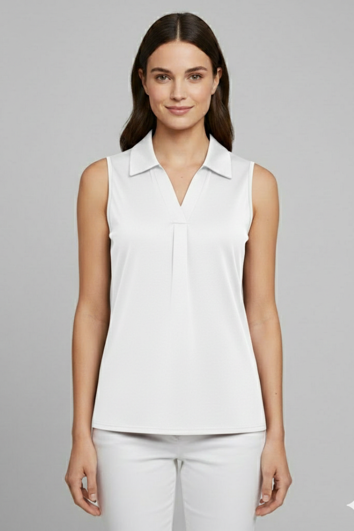 Women’s Blouse with V Neckline and Sleeveless Cut