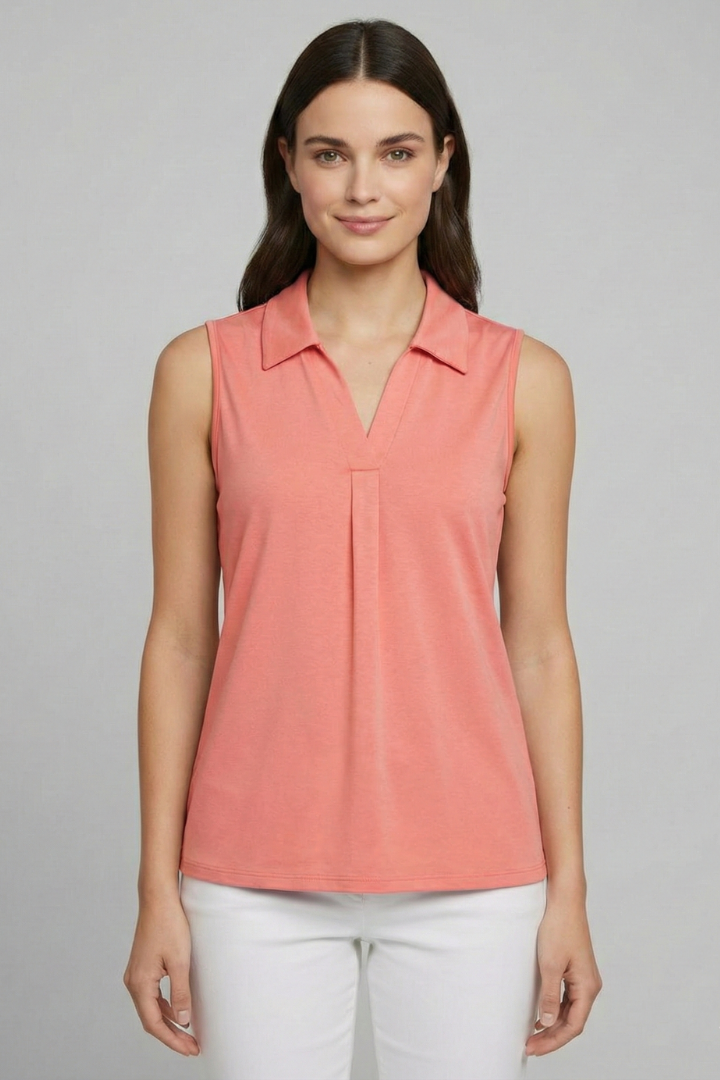Women’s Blouse with V Neckline and Sleeveless Cut