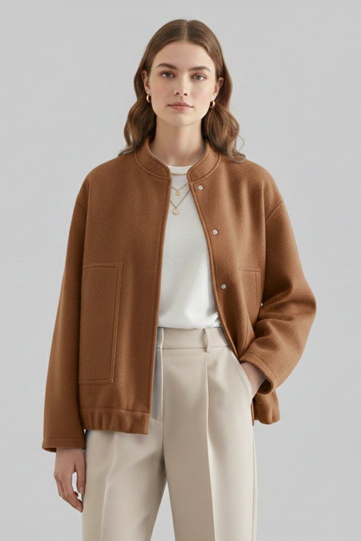 Women’s Bomber Jacket with Relaxed Fit and Woven Outer Surface