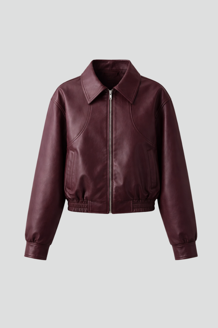 Women’s Bomber Jacket with Zip Closure and Elasticated Hem