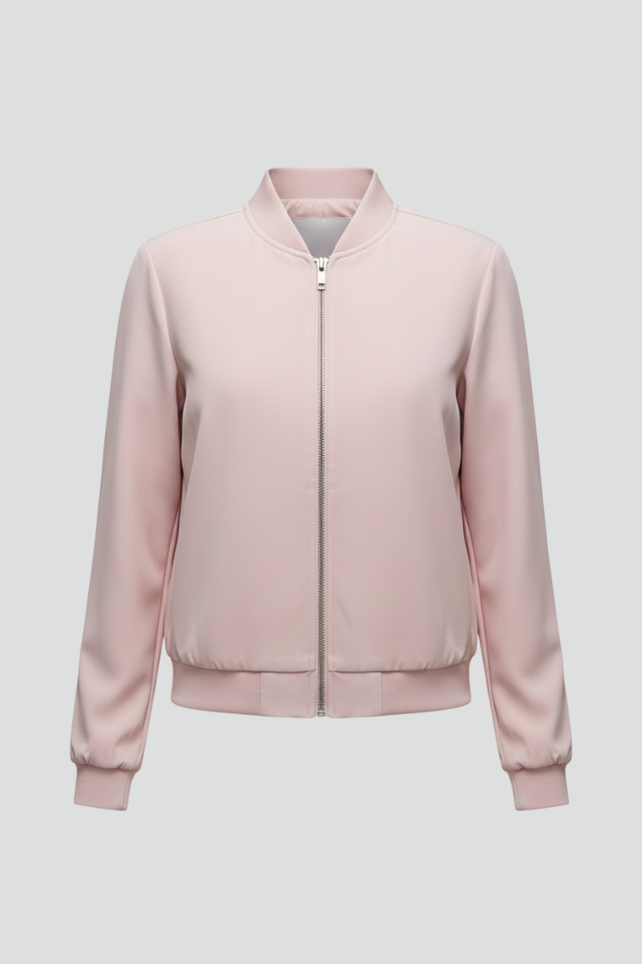 Women’s Bomber Jacket with Zipped Front and Straight Hem