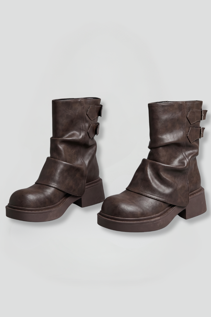 Women's Boots with Side Buckle Accents for Fall