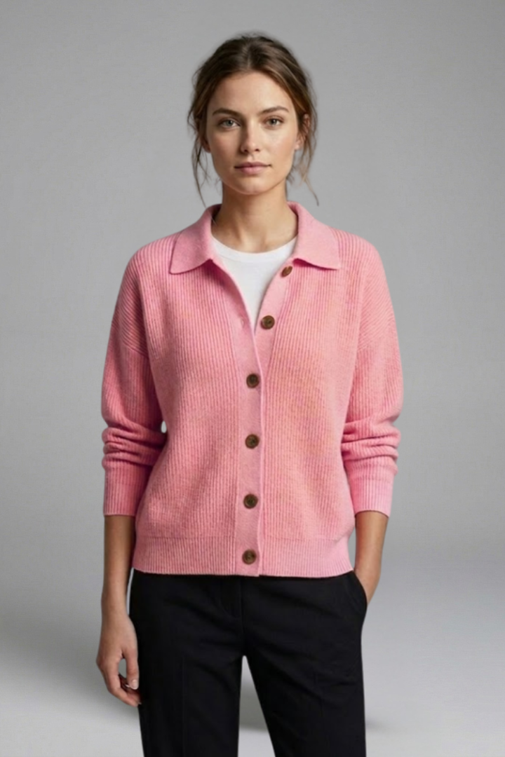 Women’s Cardigan with Button Closure and Collar