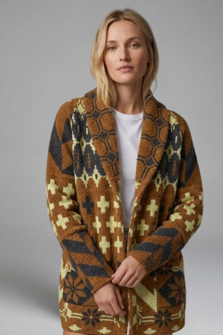 Women’s Cardigan with Button Fastening and Patterned Knit Surface