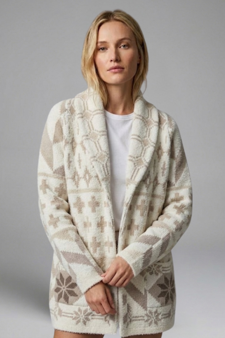 Women’s Cardigan with Button Fastening and Patterned Knit Surface