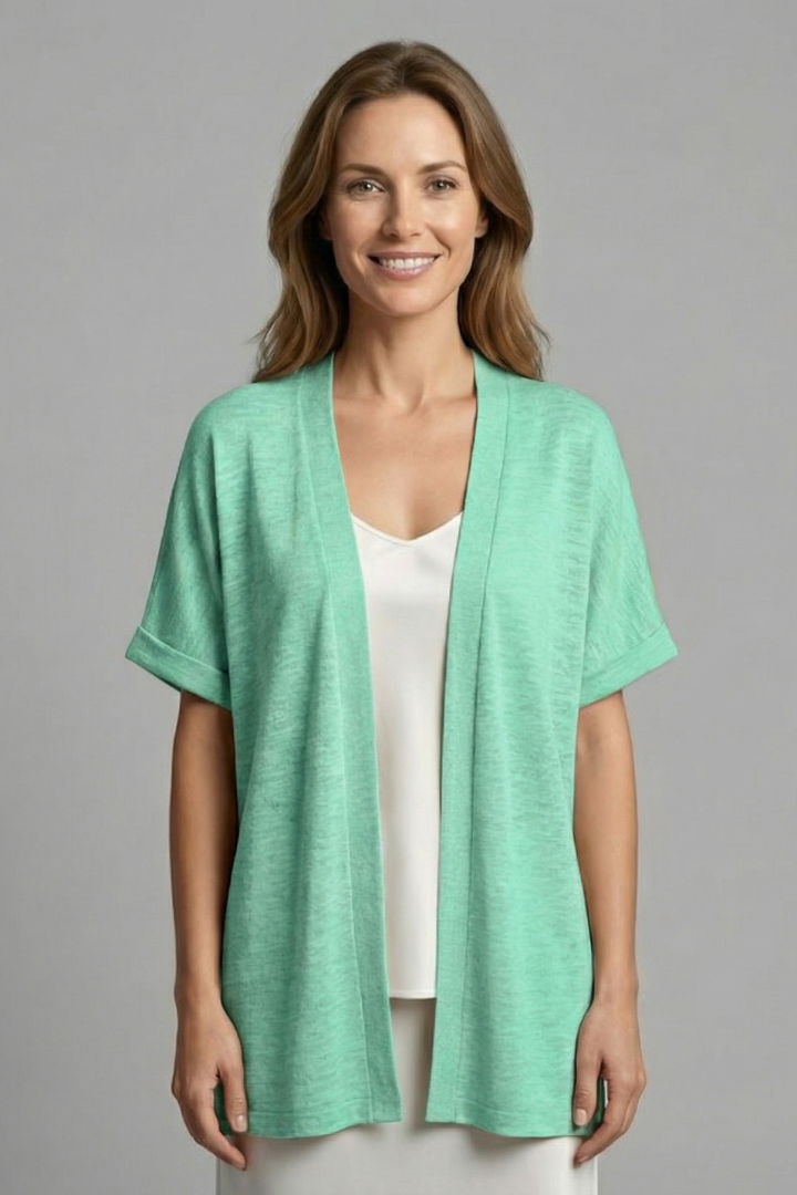 Women’s Cardigan with Open Front and Short Sleeves