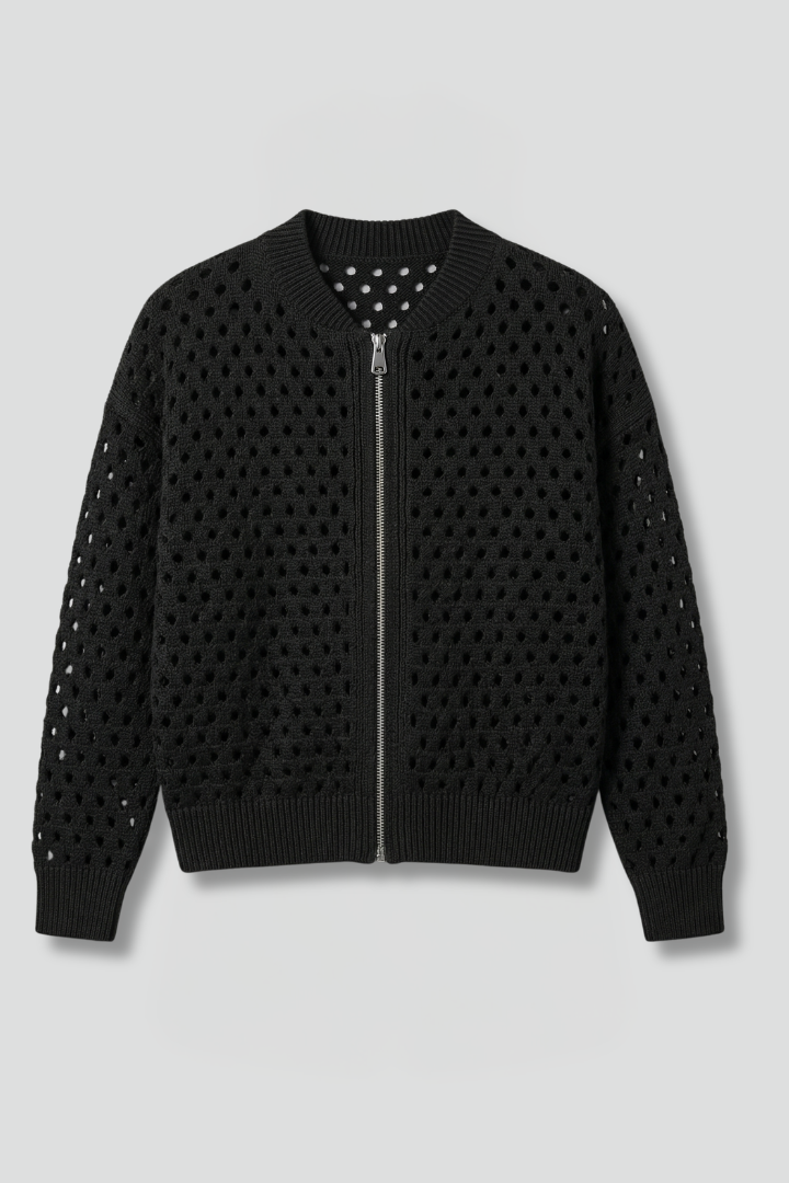 Women’s Cardigan with Zip and Cut-Out Surface