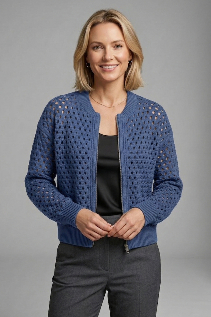 Women’s Cardigan with Zip and Cut-Out Surface