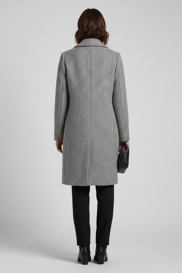 Women’s Coat with Blazer Collar and Woven Texture