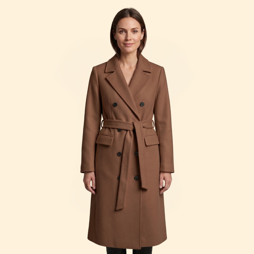 Women's Coat with Double-Breasted Button Front for Winter
