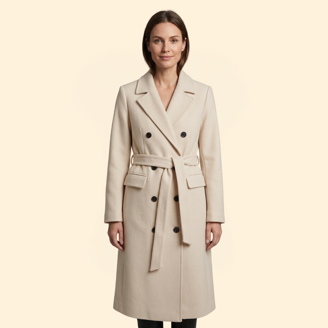 Women's Coat with Double-Breasted Button Front for Winter