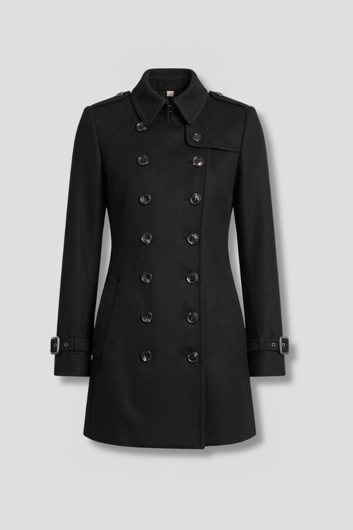 Women’s Coat with Double-Breasted Buttons and Long Sleeves