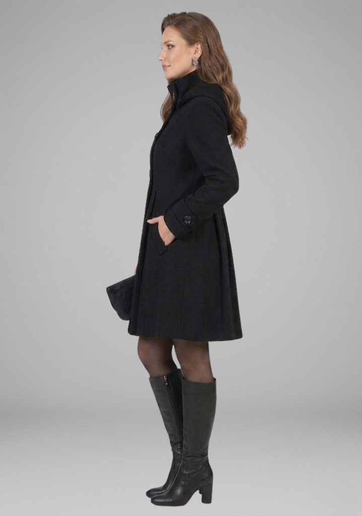 Women’s Coat with Hood and Double Button Front