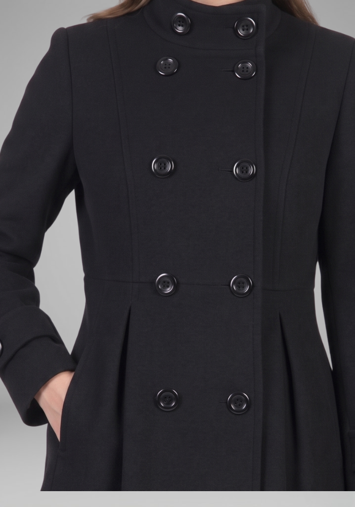 Women’s Coat with Hood and Double Button Front