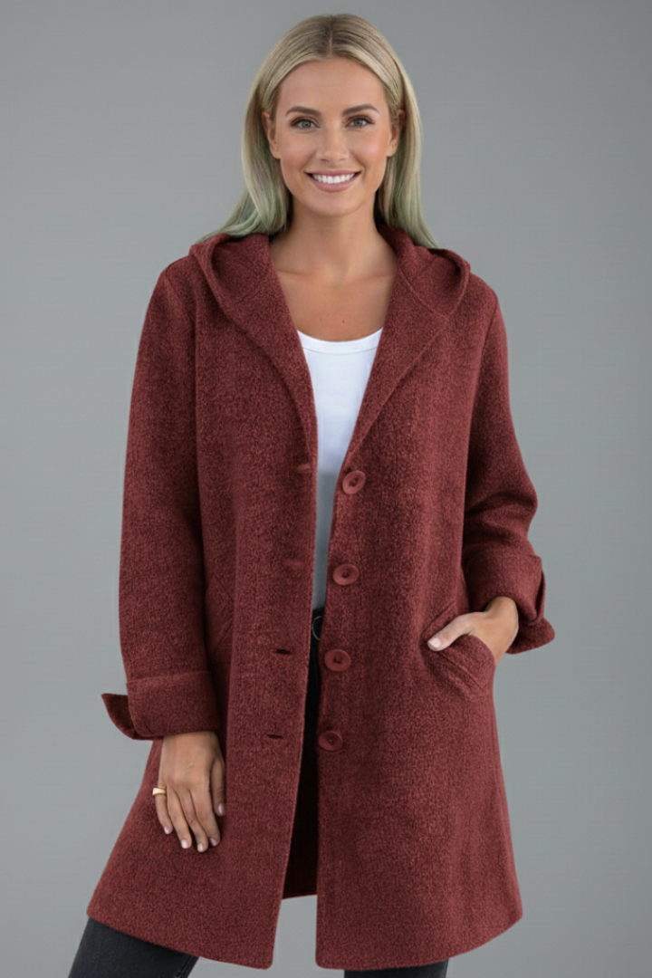 Women’s Coat with Lapel Collar and Button Closure