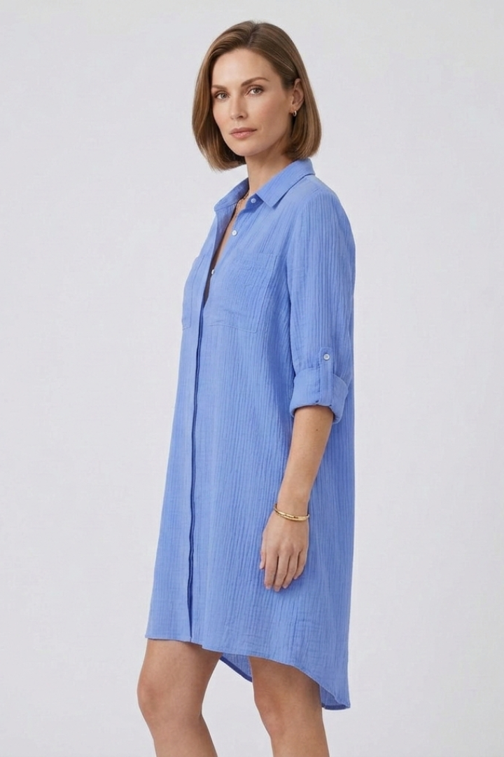 Women’s Cover Up with Button Fastening and Long Sleeves