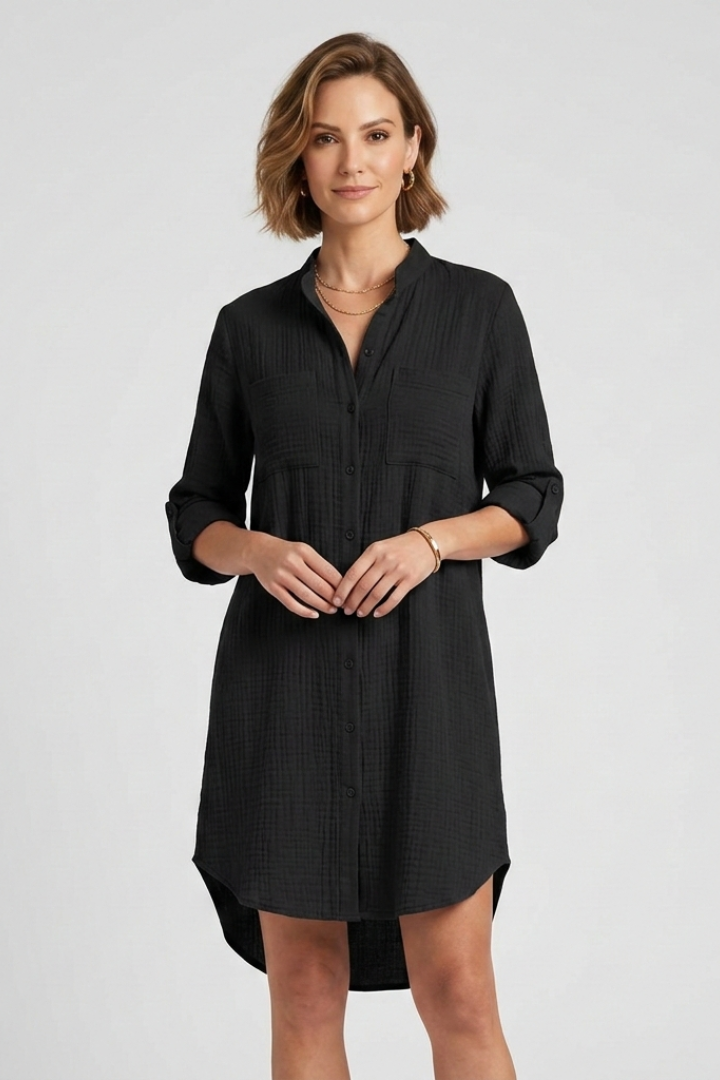 Women’s Cover Up with Button Fastening and Long Sleeves