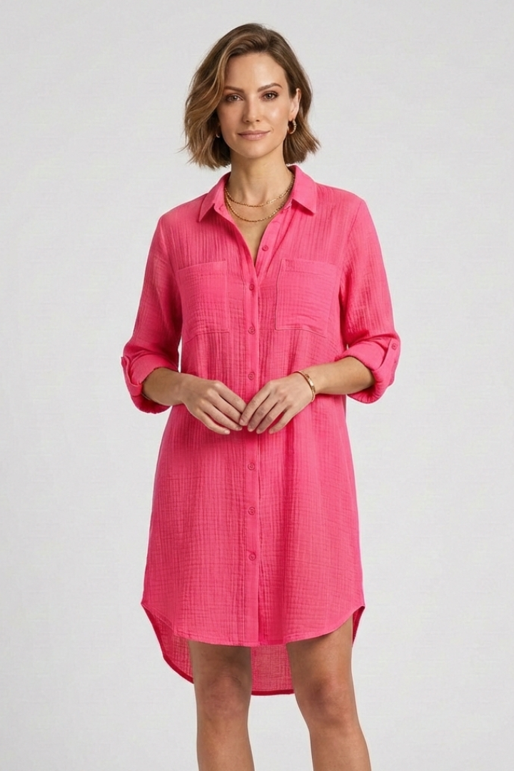 Women’s Cover Up with Button Fastening and Long Sleeves