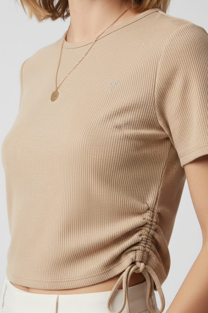 Women’s Crop T-Shirt with Side Ruching and Ties
