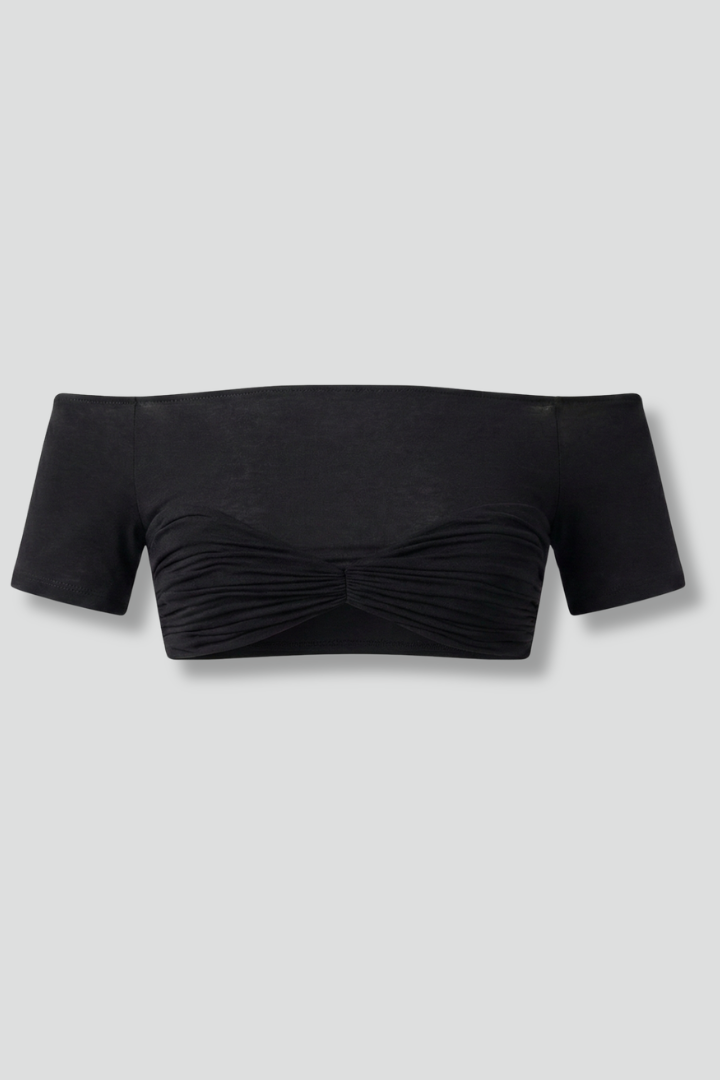 Women’s Crop Top with Off-Shoulder Neckline and Front Ruching