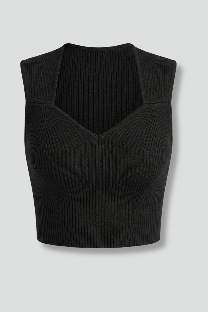 Women’s Crop Top with V-Neck and Ribbed Surface