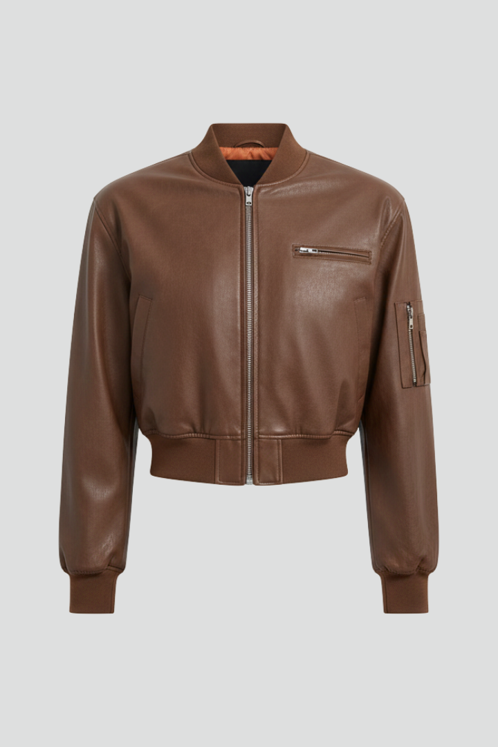 Women’s Cropped Jacket with Zip Closure