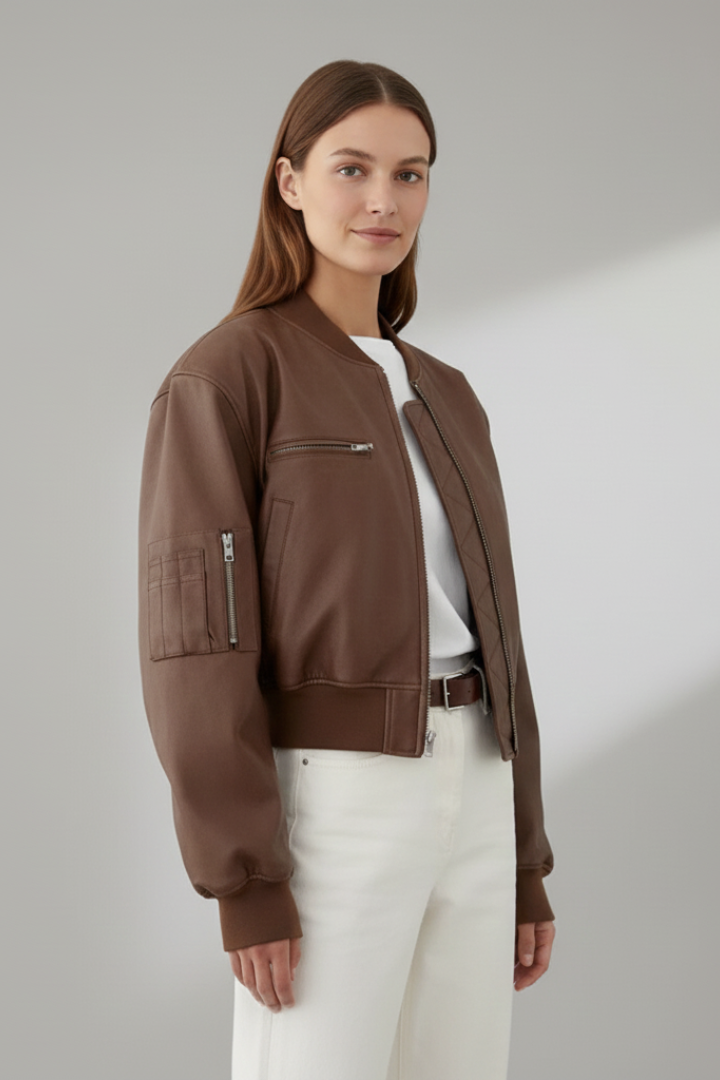 Women’s Cropped Jacket with Zip Closure