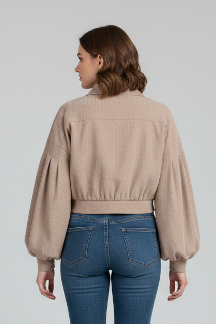 Women’s Cropped Jacket with Zip Closure
