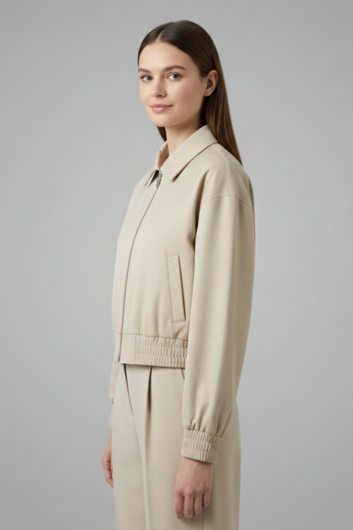 Women’s Cropped Jacket with Zip Closure
