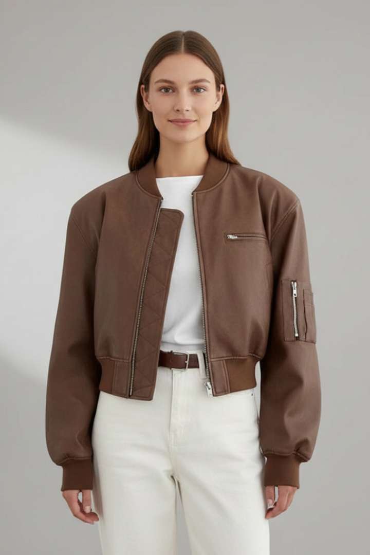 Women’s Cropped Jacket with Zip Closure