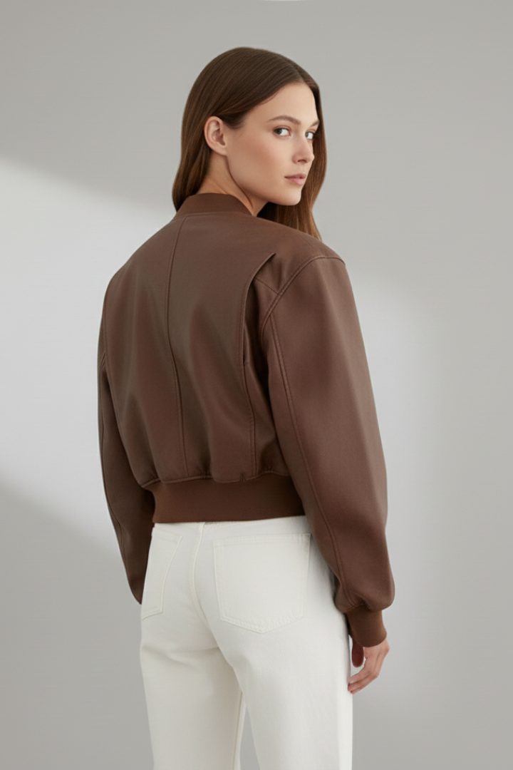 Women’s Cropped Jacket with Zip Closure