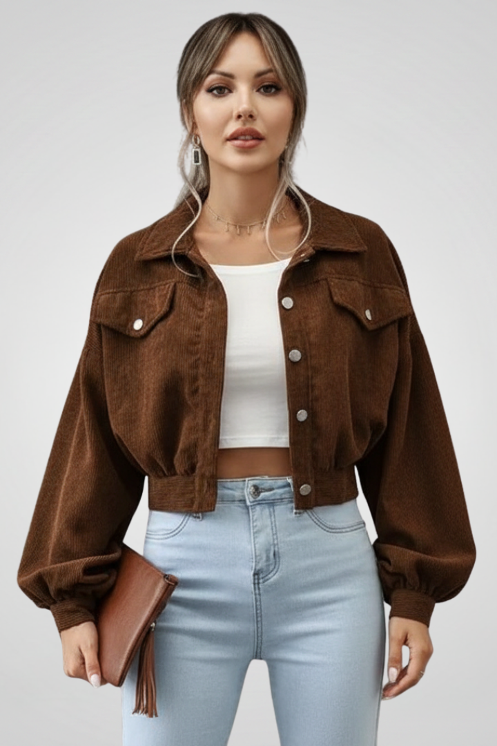 Women’s Cropped Jacket with Zip Closure