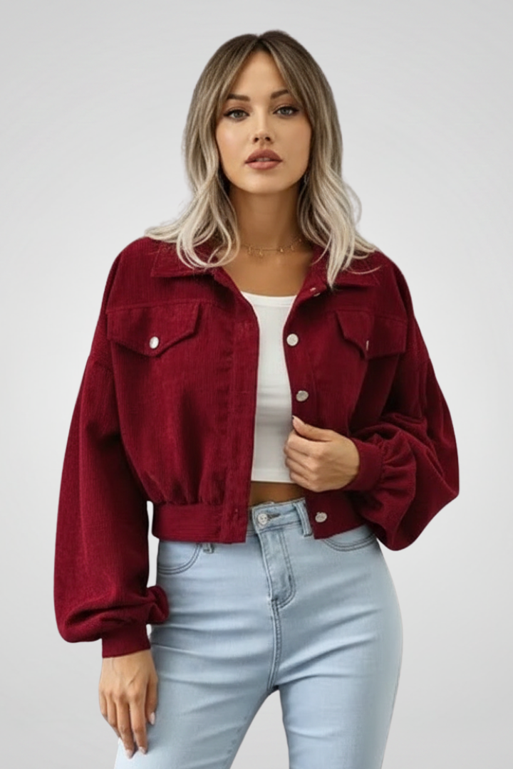 Women’s Cropped Jacket with Zip Closure