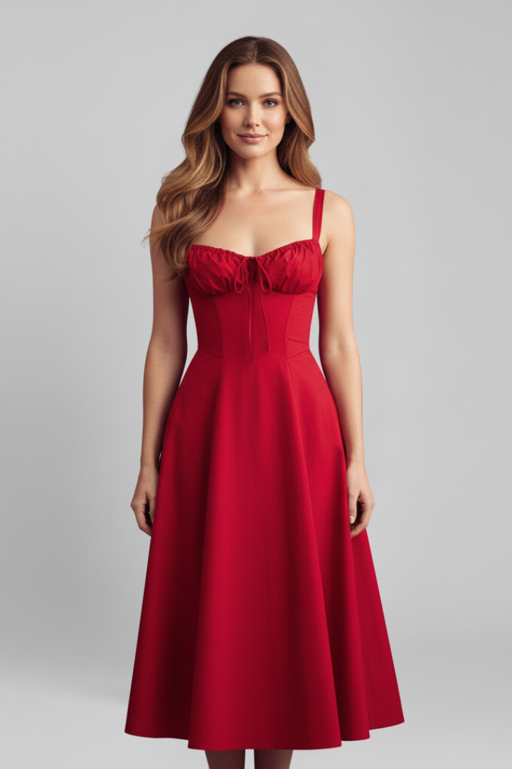 Women’s Dress with Corset Bodice and Ruffled Skirt