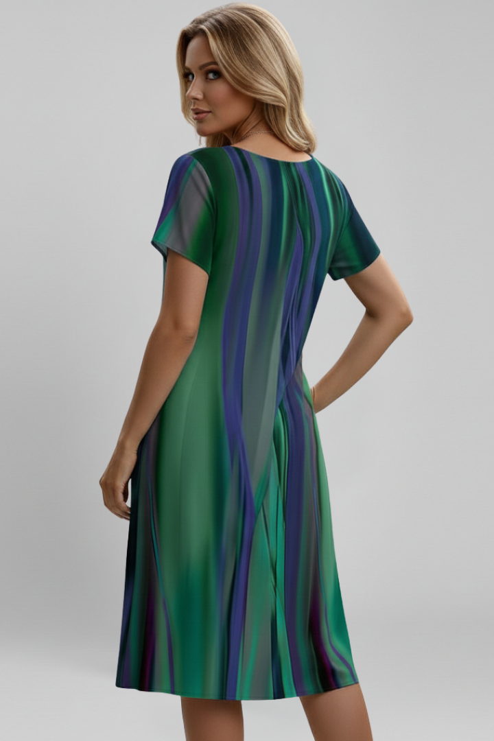 Women’s Dress with Round Neck and Short Sleeves