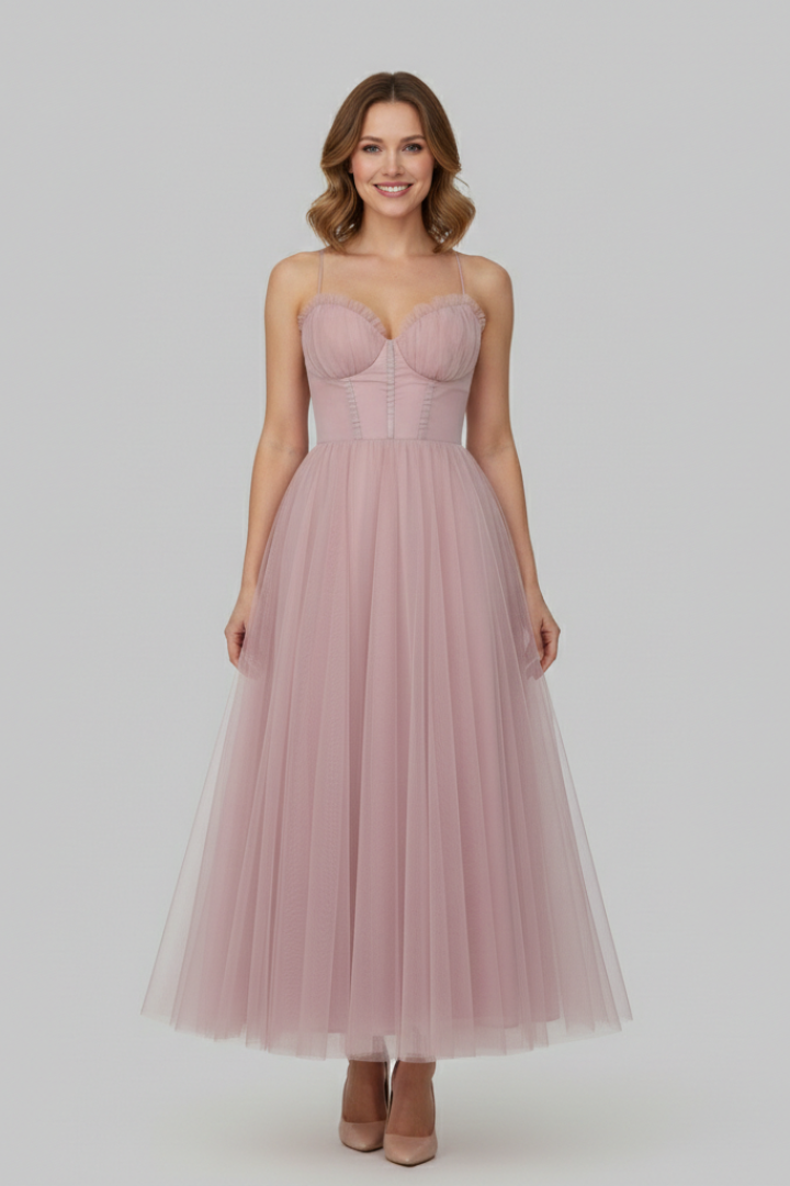 Women’s Dress with Strapless Bodice and Tulle Skirt