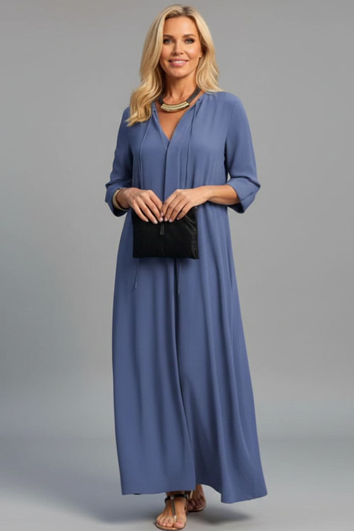 Women’s Dress with V-Neckline and Long Sleeves